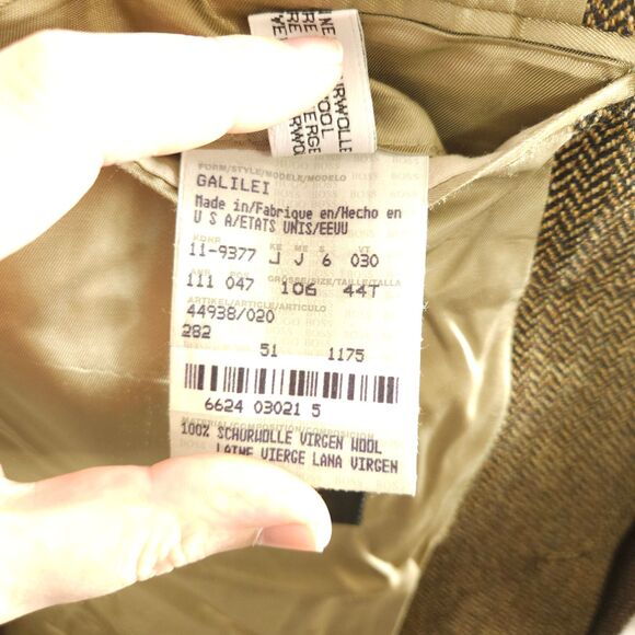 Hugo Boss Mens 44T 44L Brown Tan Lambswool 2-Button Sports Coat Blazer - Picture 6 of 10